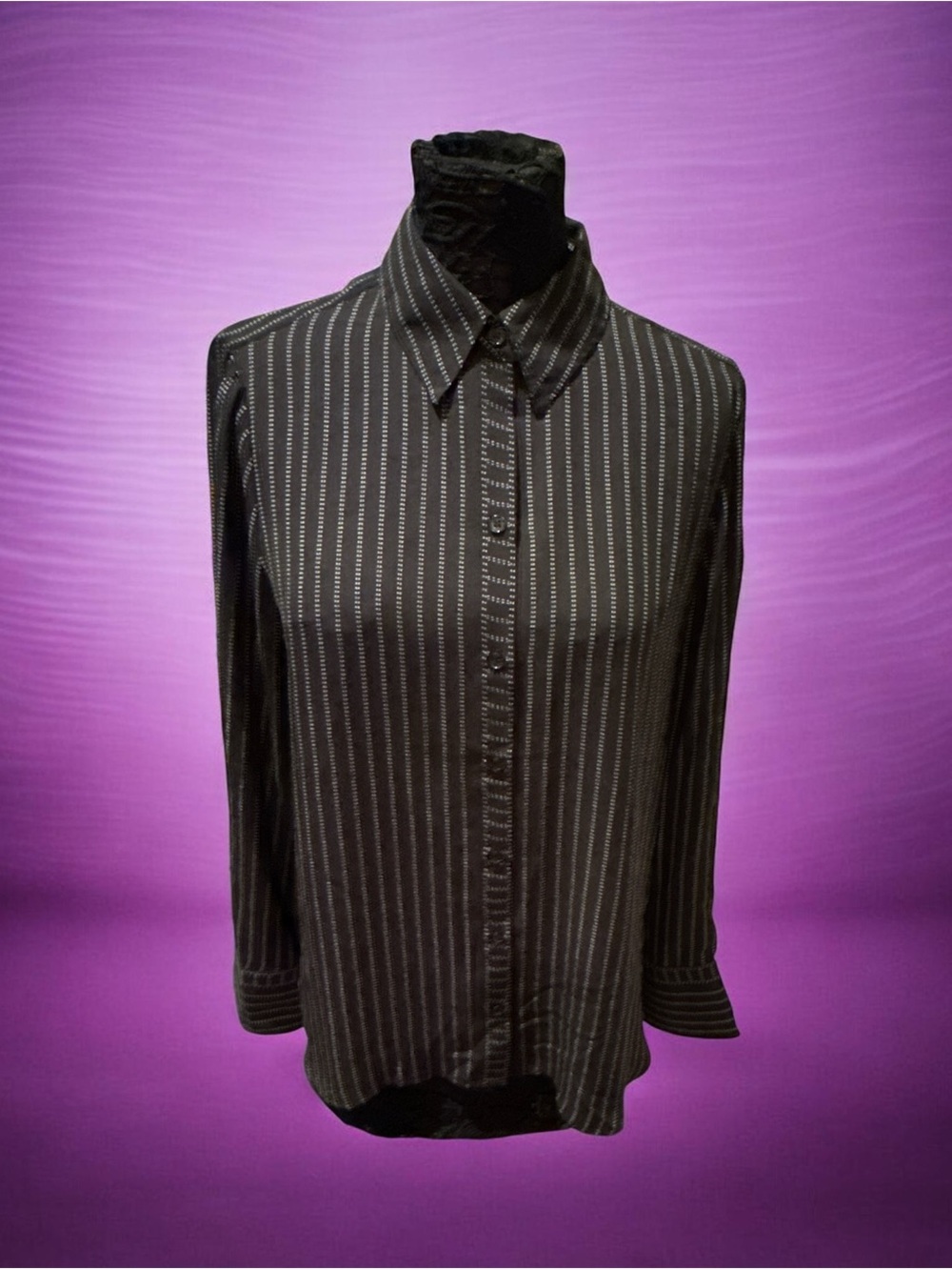 Max Studio Black Pinstripe Button-Down Shirt